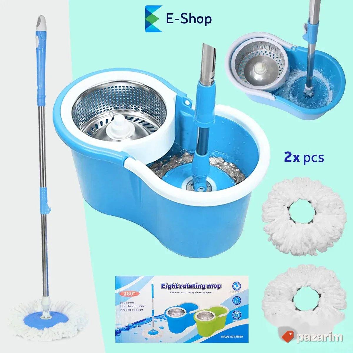 NOVO! Rotirajući Mop Čistač za Pod + 2 Krpe 1