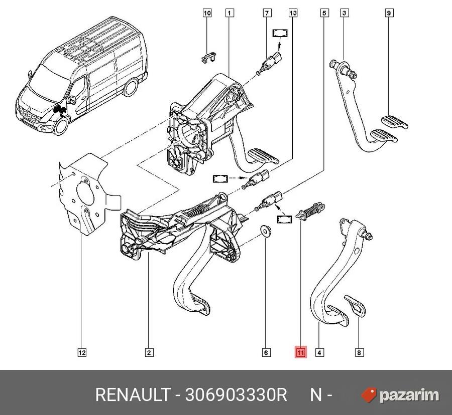 Opruga pedale kvacila Master Movano 2010- 306904868R 2