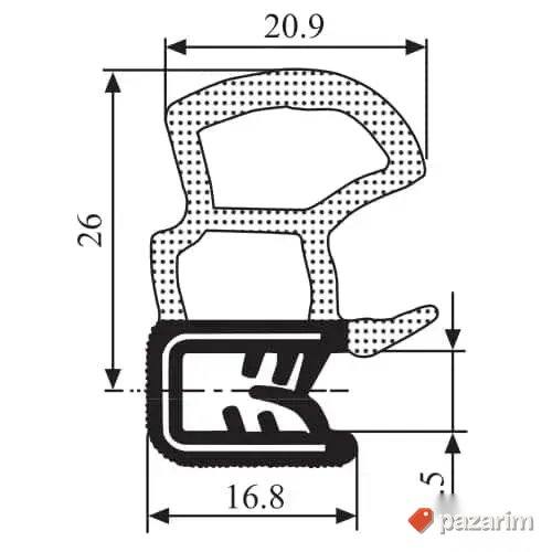Keder prednjih kliznih zadnjih vrata Citroen Jumper 2006- 2B 2