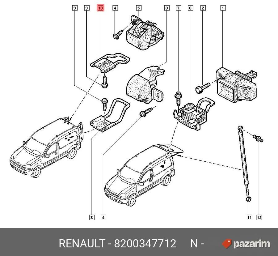 Zabravak brave Renault Kangoo 97-10 zadnji gore granicnik 2