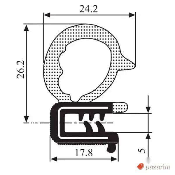 Keder prednjih kliznih zadnjih vrata Citroen Jumper 2006- 1B 2