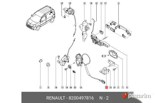 Prihvatnik zuba zadnjih vrata Renault Kangoo 2008- 2