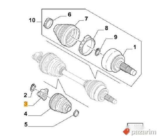 Krst poluosovine FIAT PUNTO 1.3JTD 46308327 2