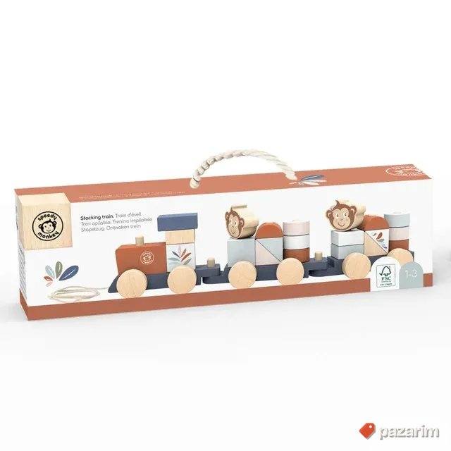 Premium drvene igracke Speedy Monkey Drveni voz umetaljka 5