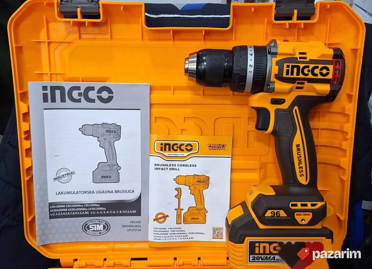 INGCO Industrial Brushless Udarna Bušilica 20V / 96Nm / 2x4A 1