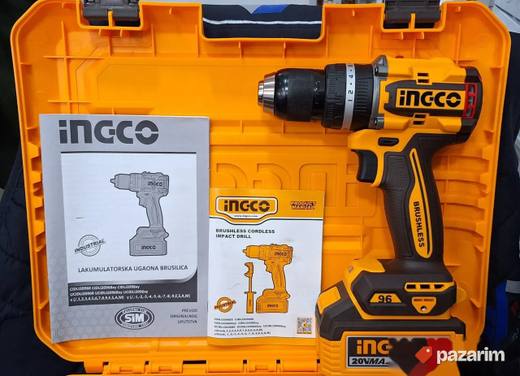 INGCO Industrial Brushless Udarna Bušilica 20V / 96Nm / 2x4A
