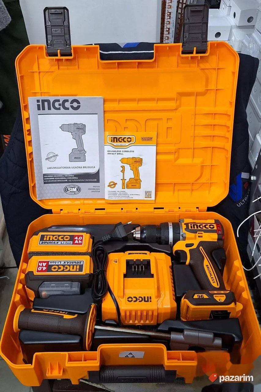 INGCO Industrial Brushless Udarna Bušilica 20V / 96Nm / 2x4A 3