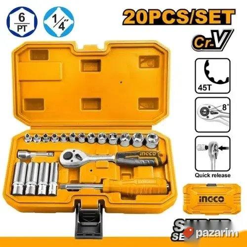 Set gedora nasadnih ključeva 1/4" 20 kom. INGCO HKTS14201 1