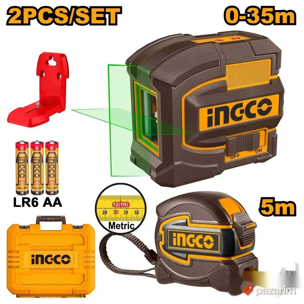 INGCO Merni Set HLL680081-1 Zeleni Laser 35m + Metar 5m 1