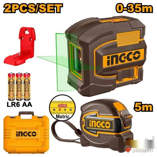 INGCO Merni Set HLL680081-1 Zeleni Laser 35m + Metar 5m