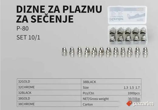 KZUBR P80 Dizne za Plazmu za Sečenje - SET 10/1