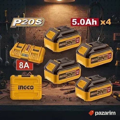 INGCO Set 4x Baterije 5.0Ah + Brzi Punjač 8A FBCLI20285 1