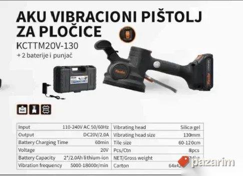 KZUBR Aku Vibracioni Pištolj za Pločice 20V + 2 Bat i Punjač