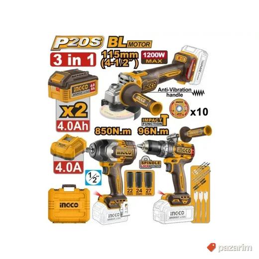 INGCO Aku Set Alata 3/1 COSLI251292E (96Nm / 850Nm)