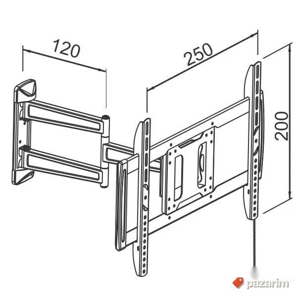Nosač za TV N117 Crna (37"-63" / do 40kg) Zglobni 2