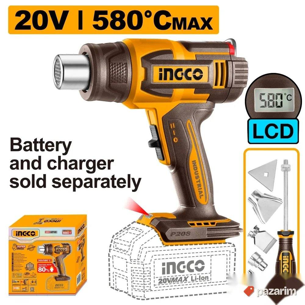Ingco HGLI2058 Aku Fen za vreo vazduh 20V LCD SOLO 1