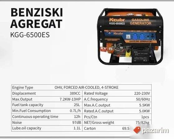 Kzubr Benzinski Agregat KGG-6500ES 5.0kW/5.5kW, Elektrostart 1