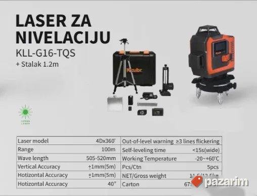 KZUBR Profesionalni 4D Laser 16 Linija KLL-G16-TQS + STALAK 1