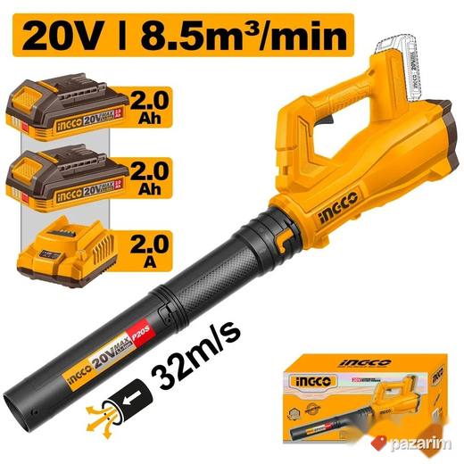 INGCO Aku duvač lišća 20V SET 2 bat. i punjač CABLI203232E