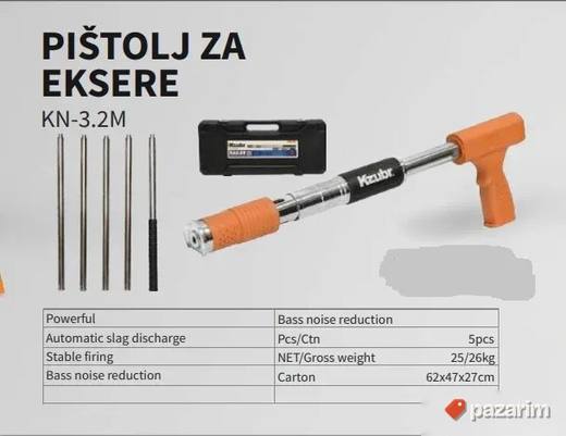 Kzubr Pištolj za eksere KN-3.2M sa produžecima