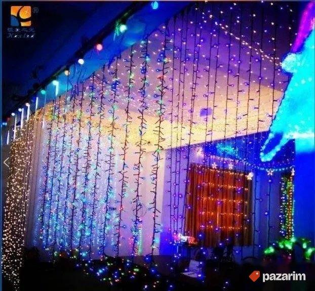 Zavese za Dekoraciju 3x3m Vise boja Led Creva Lampioni Kugle 4