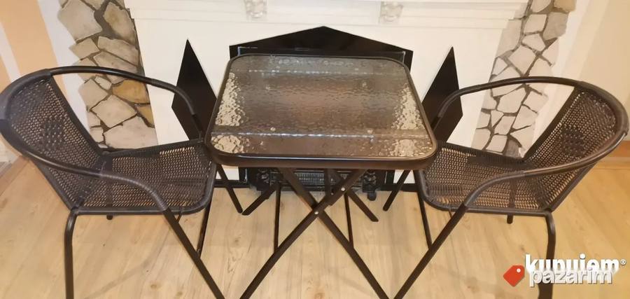 Klupe Stolice Za Bastu Metalne Aluminijumske Pletene Novo 4
