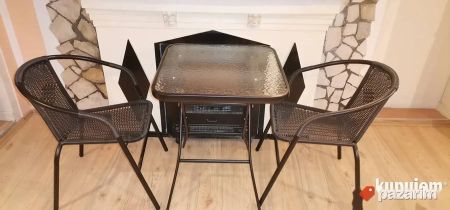 Bastenski Stolovi Na Rasklapanje Sa Kaljenim Staklom 60x60x7 2