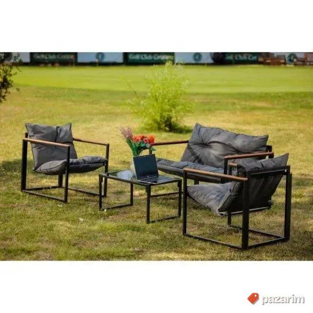 Bastenski Set 2 Aluminijumske Stolice i Sto Sa Kaljenim Stak 5