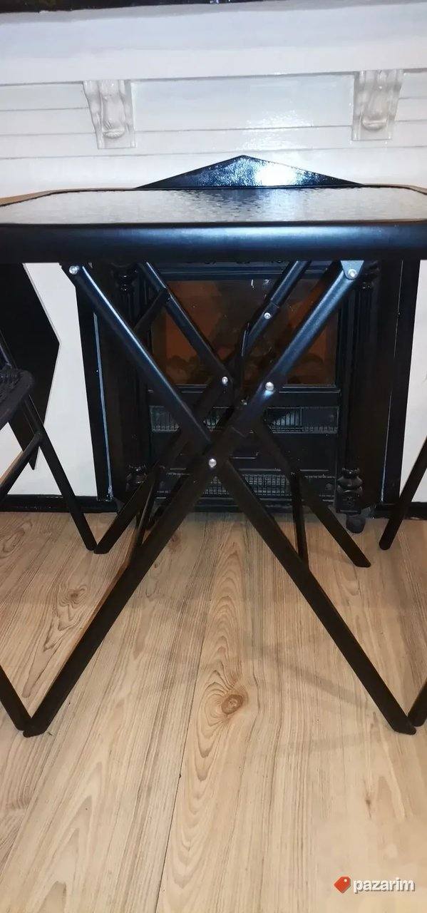 Bastenski Set 2 Aluminijumske Stolice i Sto Sa Kaljenim Stak 8