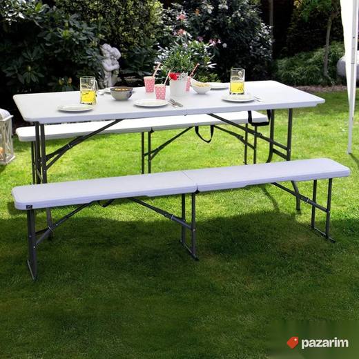 Bastenski Set Sto i Dve Klupe Na Rasklapanje 180cm Novo