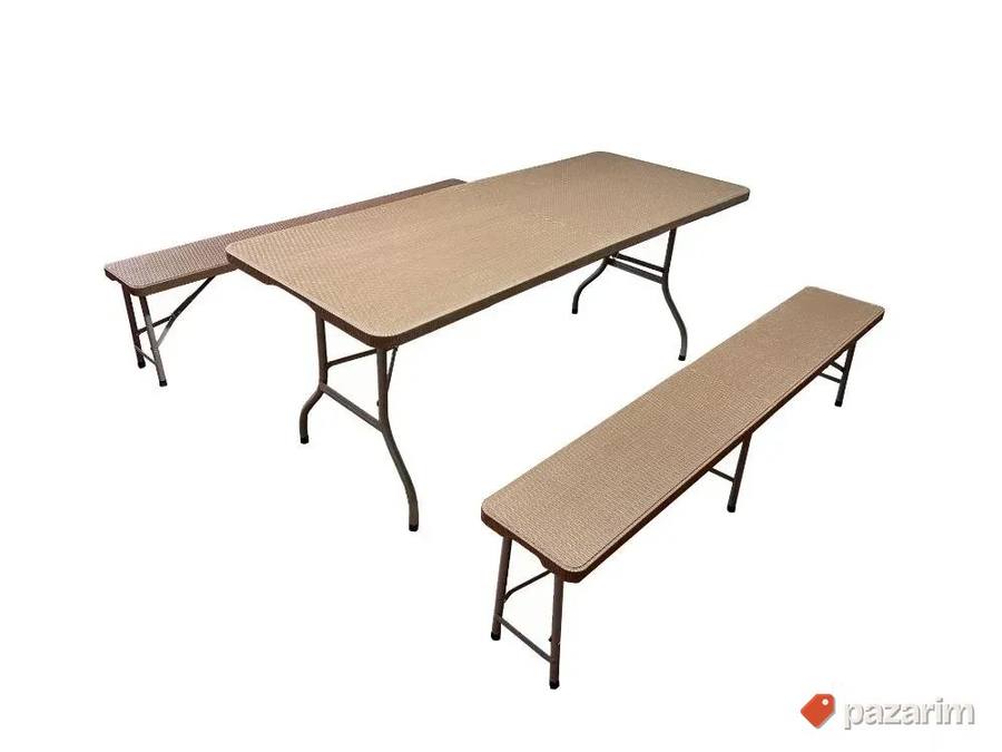 Bastenski Set Sto i Dve Klupe Na Rasklapanje 180cm Novo 4