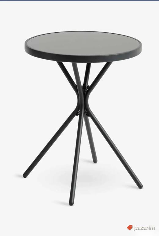 Bastenski Metalni Sto Sa Kaljenim Staklom 60cm Precnik Novo