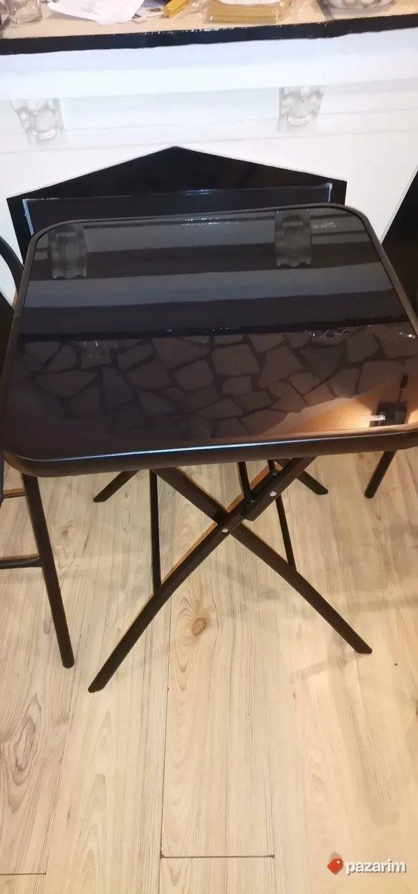 Bastenski Metalni Sto Sa Kaljenim Staklom 60cm Precnik Novo 2