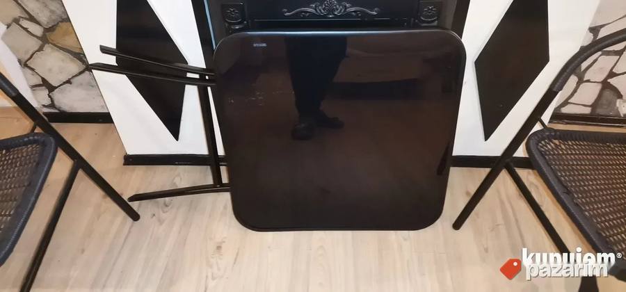 Bastenski Metalni Sto Sa Kaljenim Staklom 60cm Precnik Novo 8
