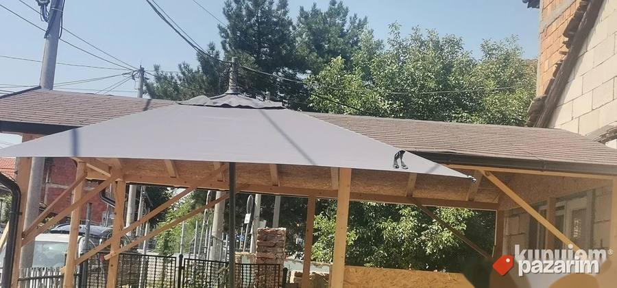 Top Platneni Suncobran 250x250 Zglobni Armirana Postolja Nov 3