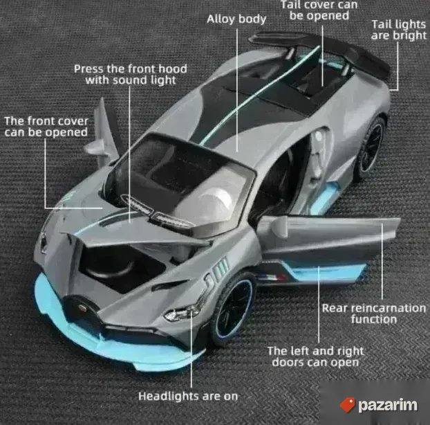 NOV Bugatti odnos 1:32 zvuk i svetlo, otvaranje haube i vrat 4