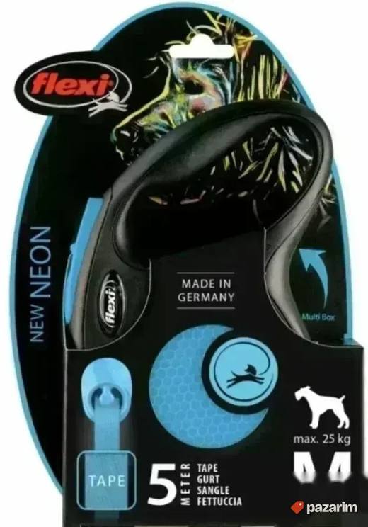 N0V FLEXI povodac New Neon velicina M do 25 kg traka 5 Metar