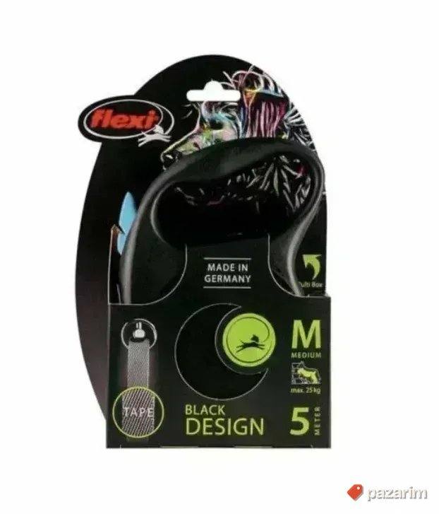 NOV crni povodac FLEXI velicina M 5 metara traka, do 25kg 2
