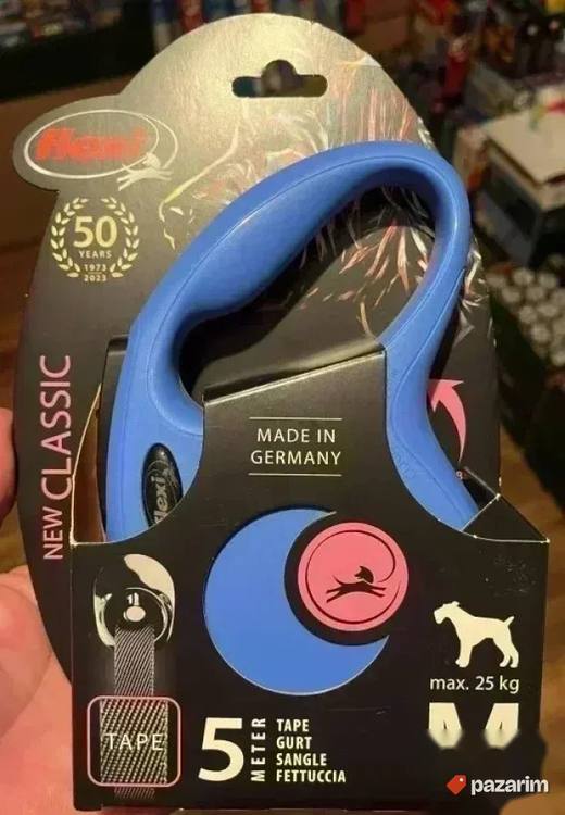 NOV Plavi povodac FLEXI size M 5 metara trake za kuce do 25