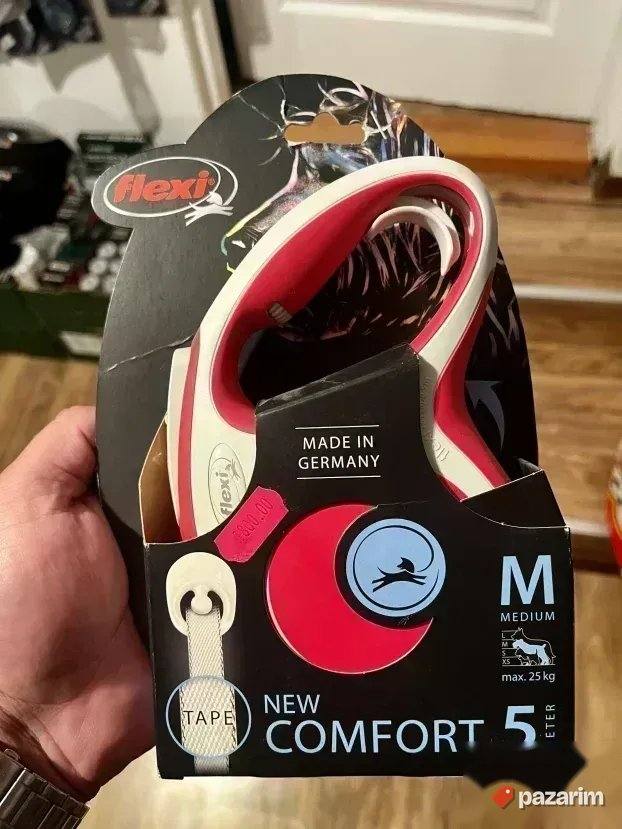 NOV crveno beli povodac FLEXI size M 5 metara traka, do 25kg 2