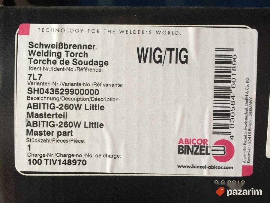 TIG gorionik.Abico Binzel Abitig 260-W Little 4m 5