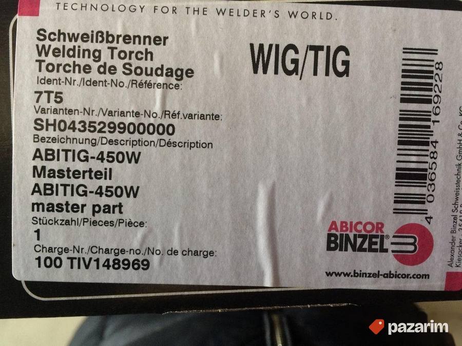 TIG gorionik Abicor Binzel Abitig 450-W 3