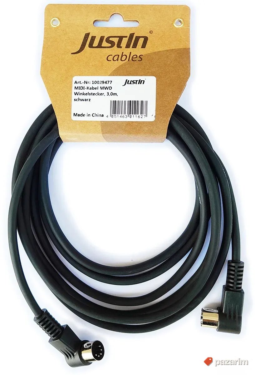 JustIn MIDI-Kabel MWD 3m black Angled 1