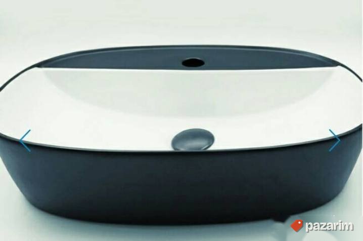 Lavabo nadgradni 52cm crno beli