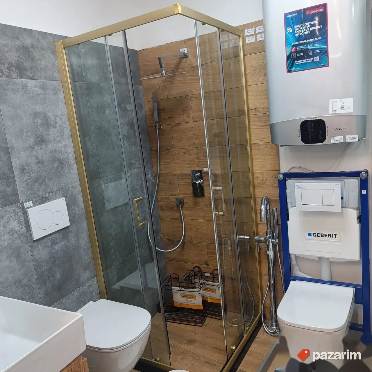 Tus kabina 90x90 kvadratna ZLATNA