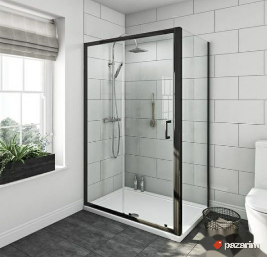 Tus kabina 100x80 crni mat profil,providno staklo 1