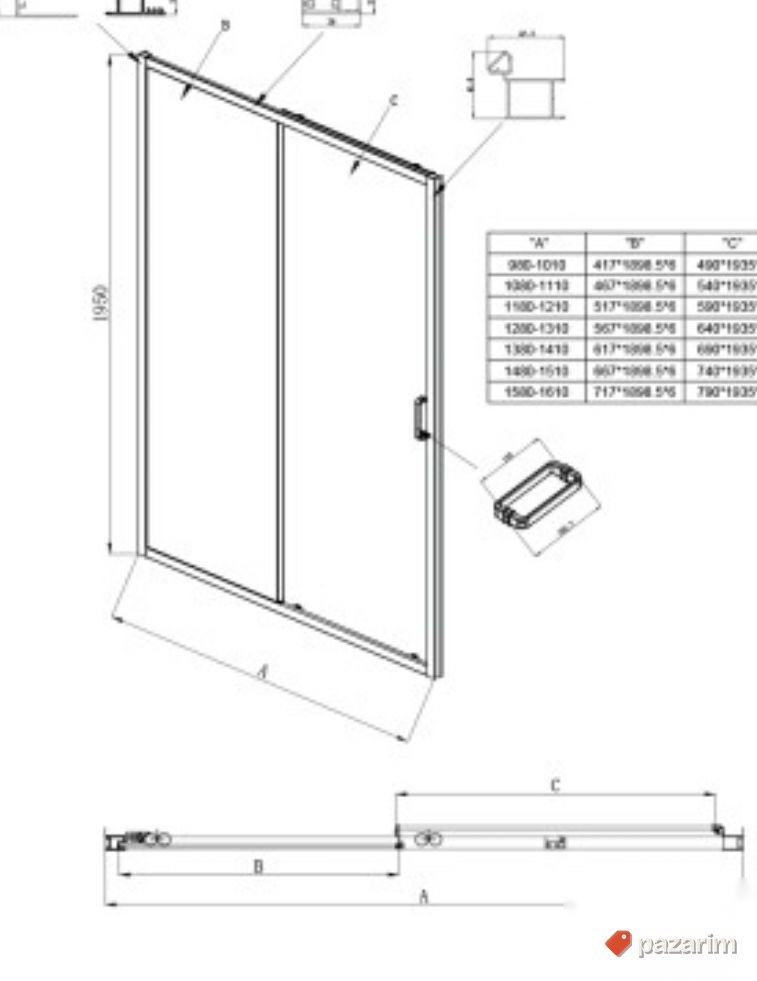 Paravan 100x190 crni 2