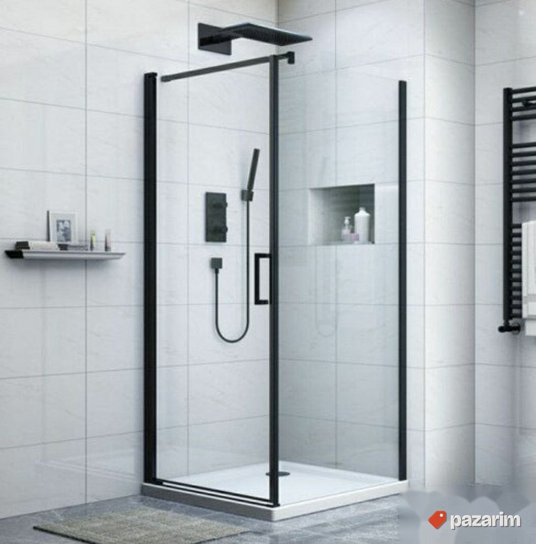 Tus kabina 90x90 crna sa pivot vratima