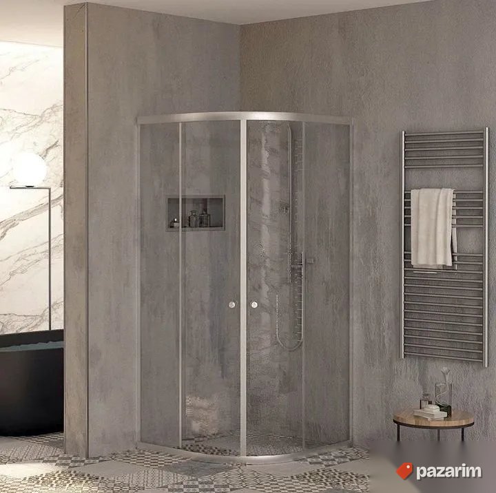 Tuš kabina 90 polukružna mat staklo komplet sa tus kadicom