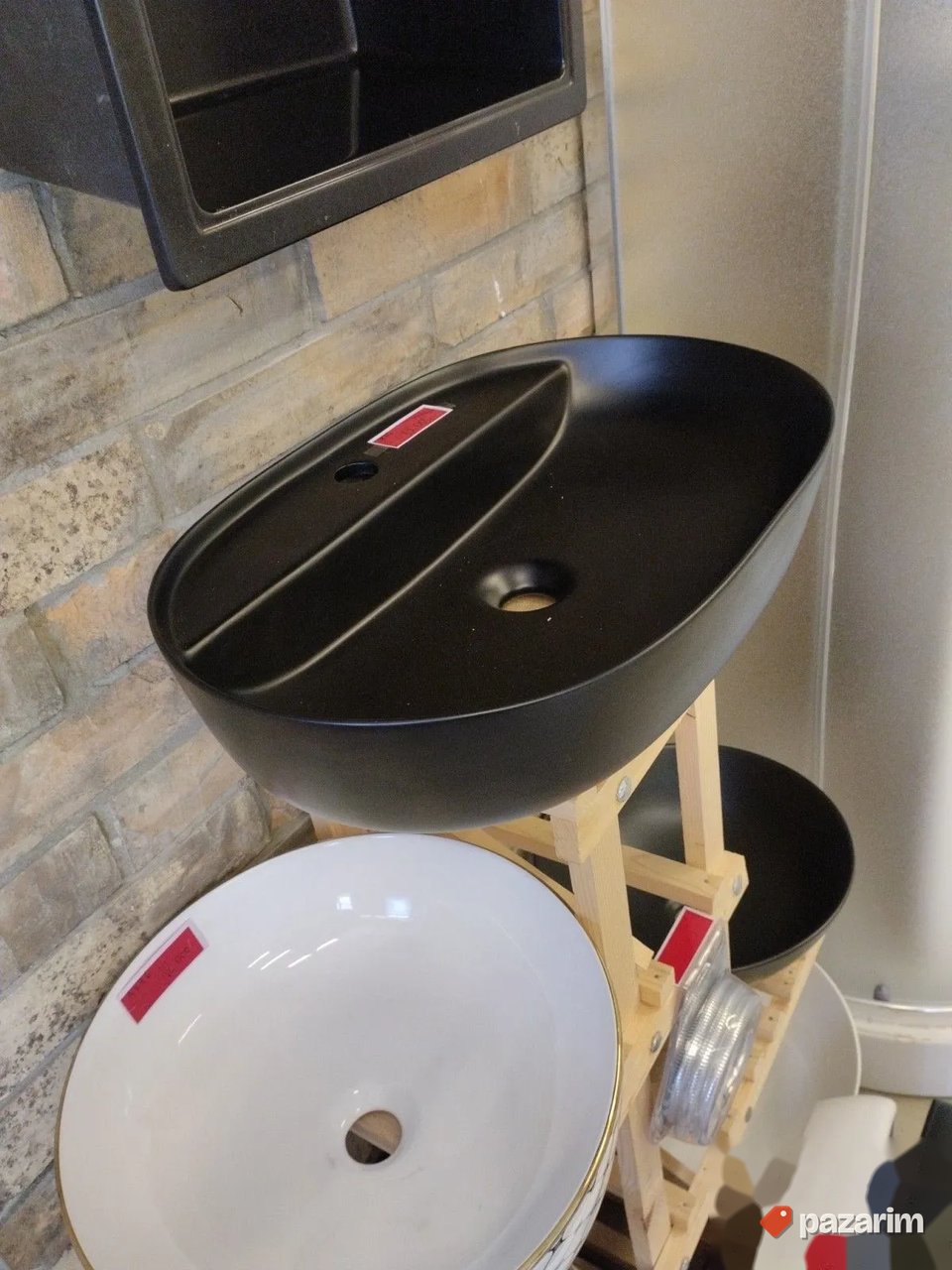 Nadgradni lavabo crni mat 60cm 1